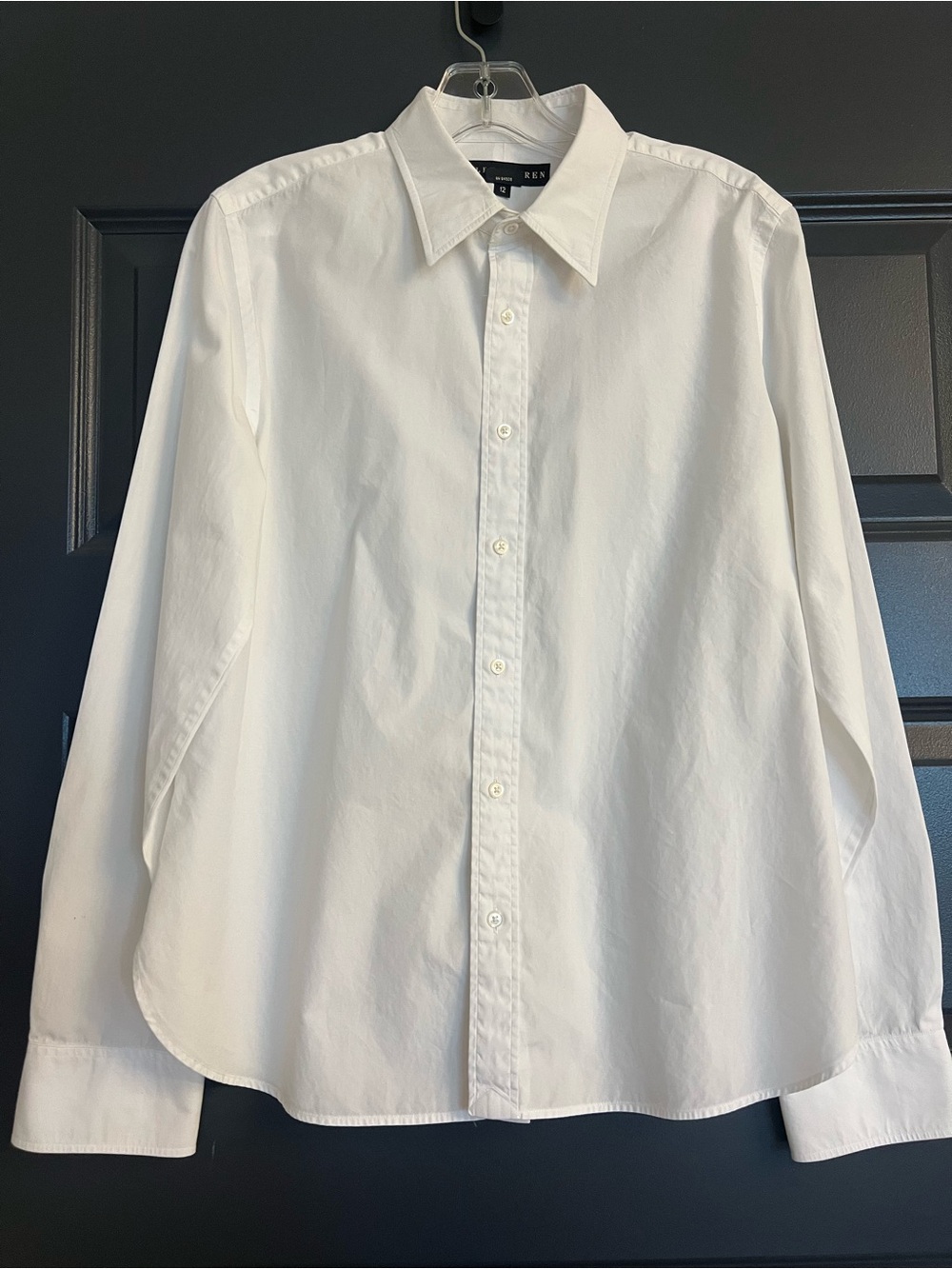 Ralph Lauren Black Label Cotton Button-Down Long Sleeve Blouse White Size 12